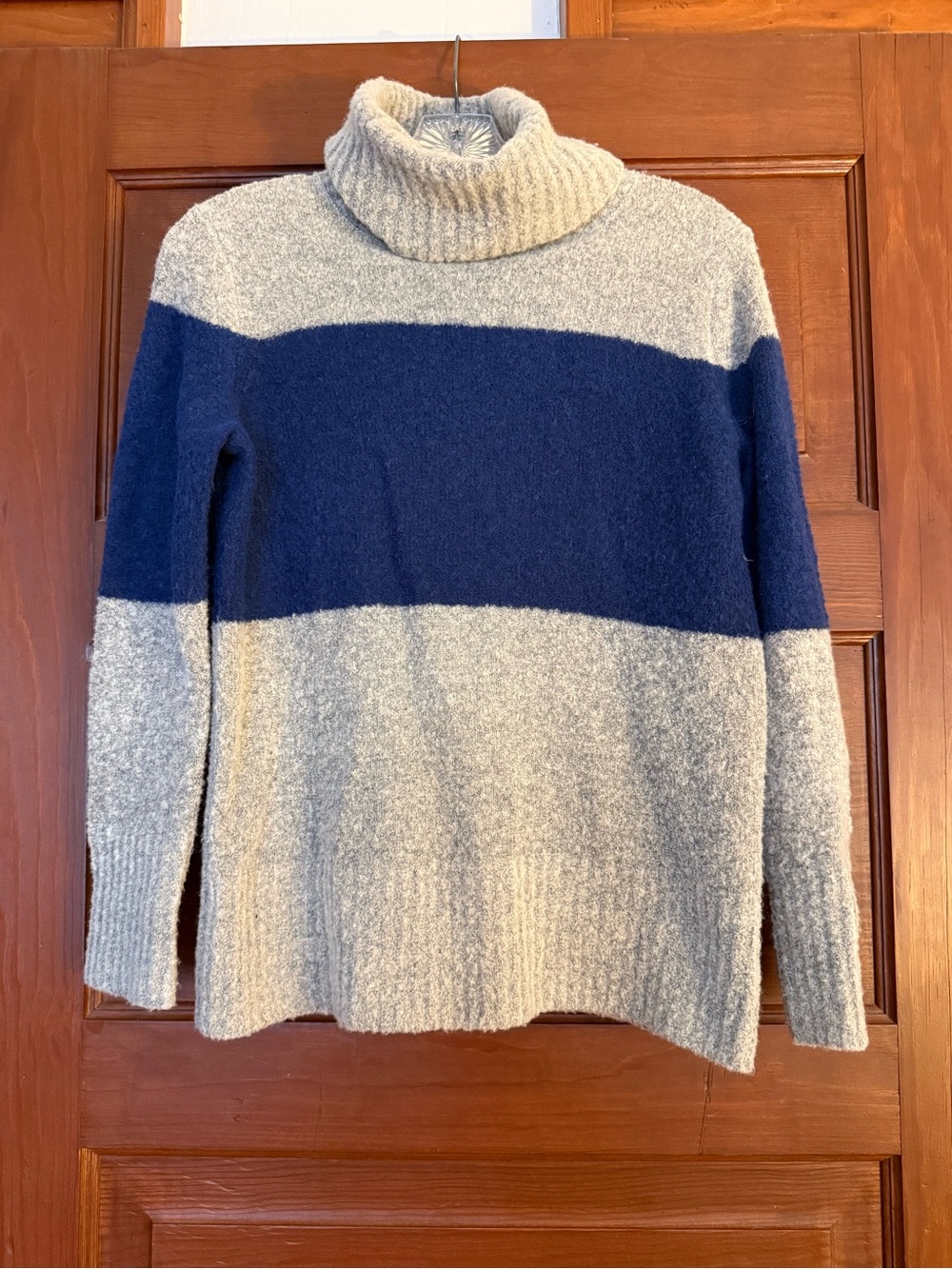 Banana Republic Colorblock Turtleneck Sweater - Navy and Light Gray